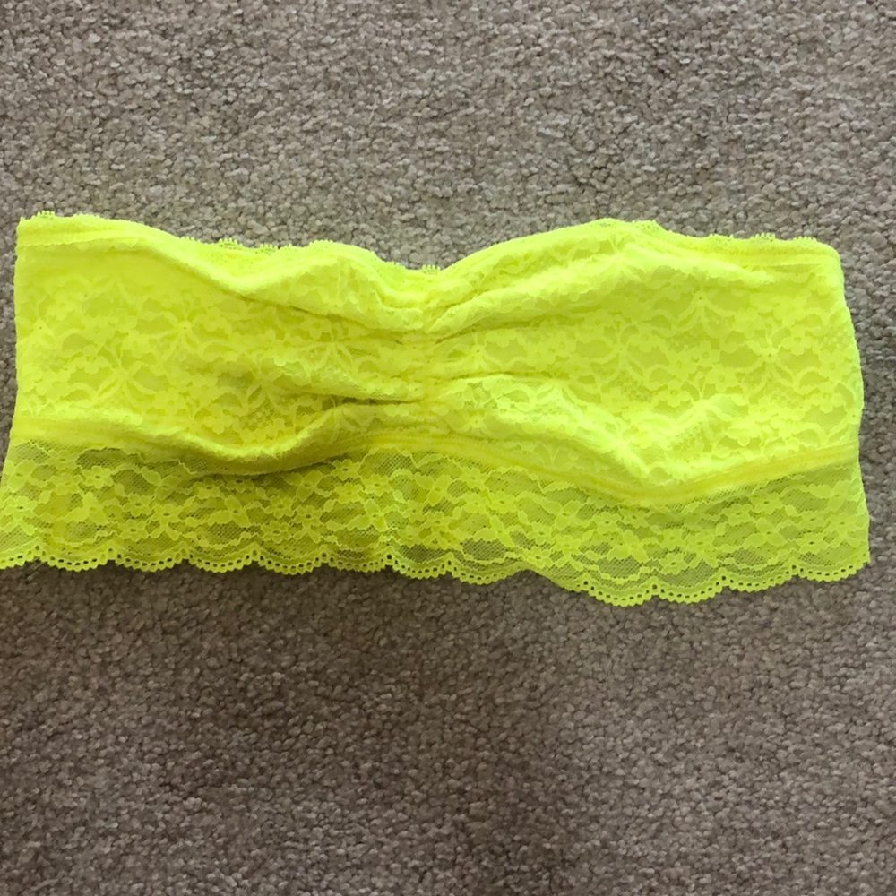 Neon Yellow Strapless Bandeau with Lace